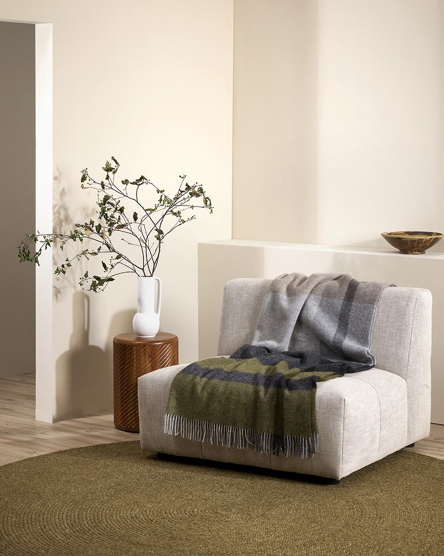 Baya | Brunswick 100 percent New Zealand Wool Throw | Olive image 1